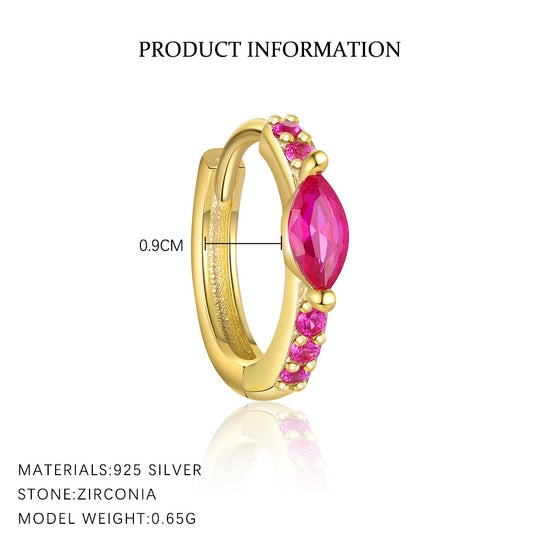 S925 Sterling Silver Minimalist Colorful Zirconia Geometric Earrings for Women