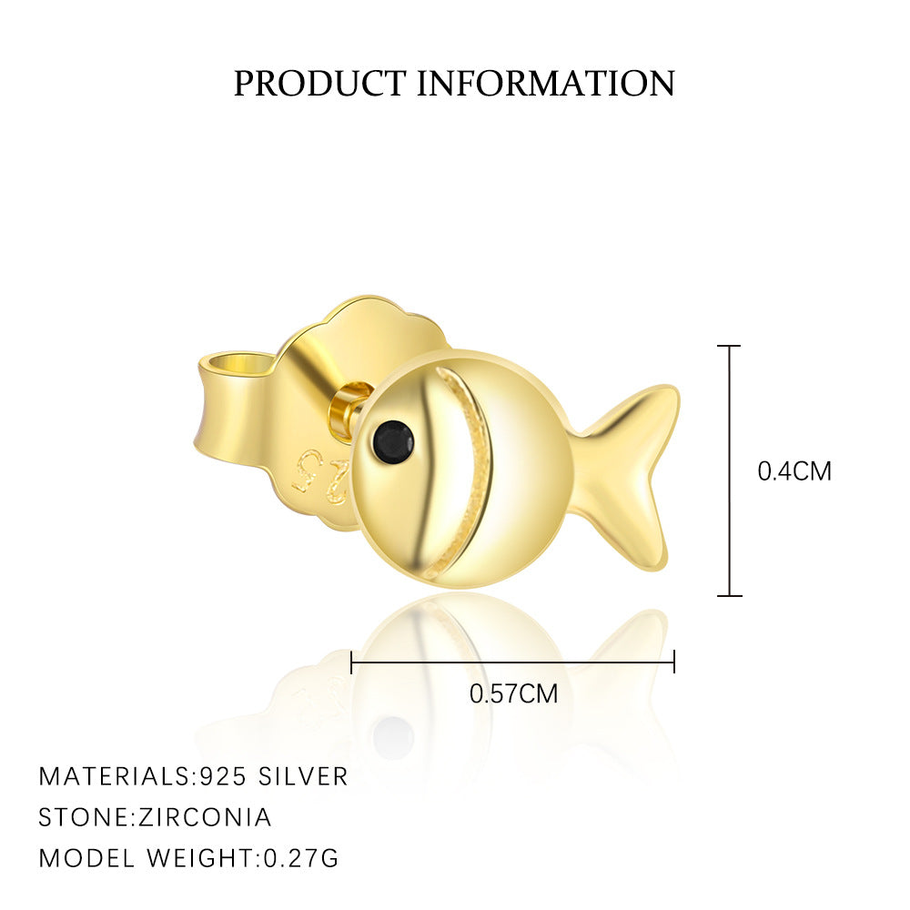 S925 Sterling Silver Animal Black Zirconia Personalized Earrings For Women