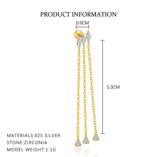S925 Sterling Silver with Diamond Quadruple Mangosteen Earrings Female