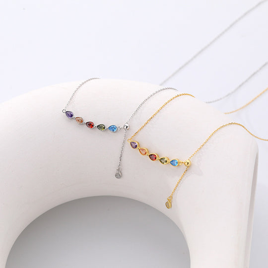 S925 Rainbow Drops Zirconia Necklace for Women