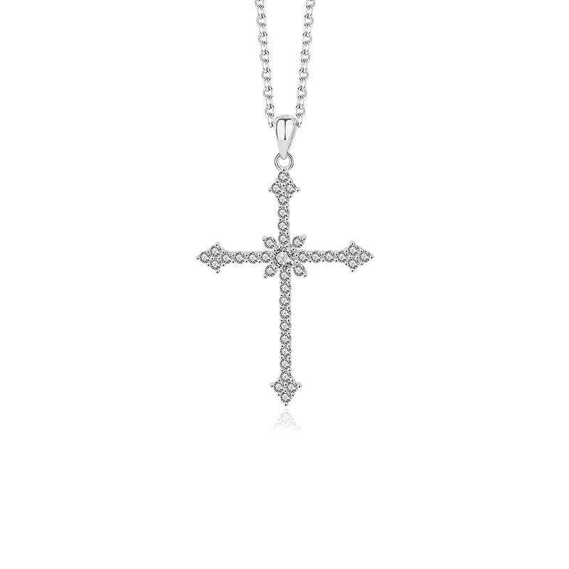 S925 Sterling Silver Zirconia Cross Necklace
