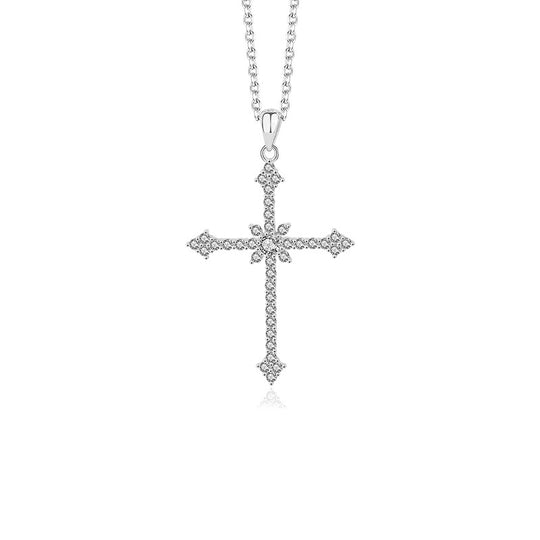 S925 Sterling Silver Zirconia Cross Necklace