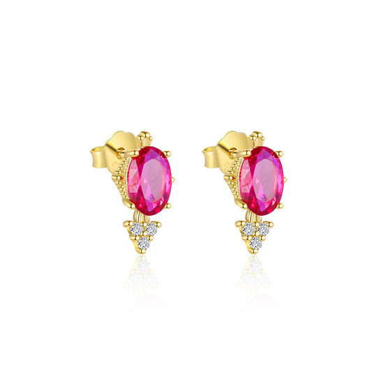 S925 Sterling Silver French Colored Zirconia Earrings for Women