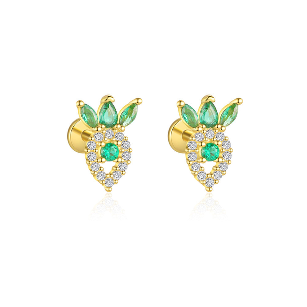 S925 Sterling Silver Green Zirconia Earrings for Women