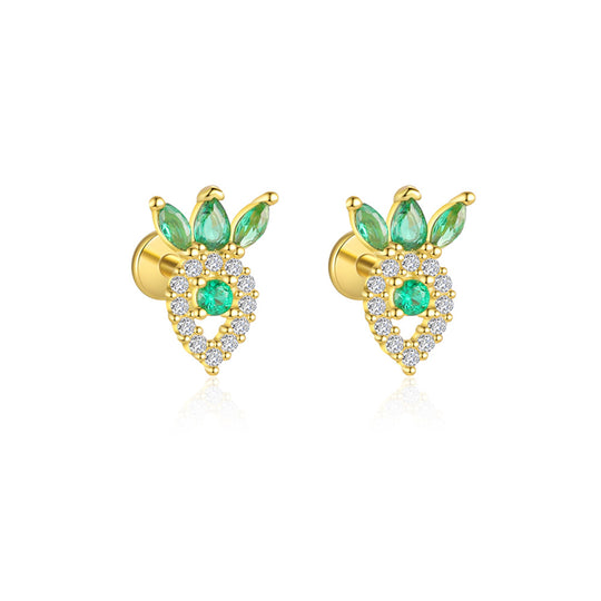 S925 Sterling Silver Green Zirconia Earrings for Women