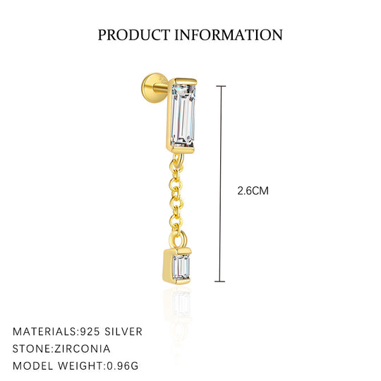 S925 Sterling Silver Geometric Zirconia Earrings for Women