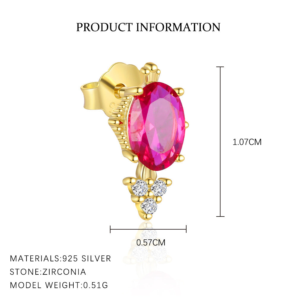 S925 Sterling Silver French Colored Zirconia Earrings for Women