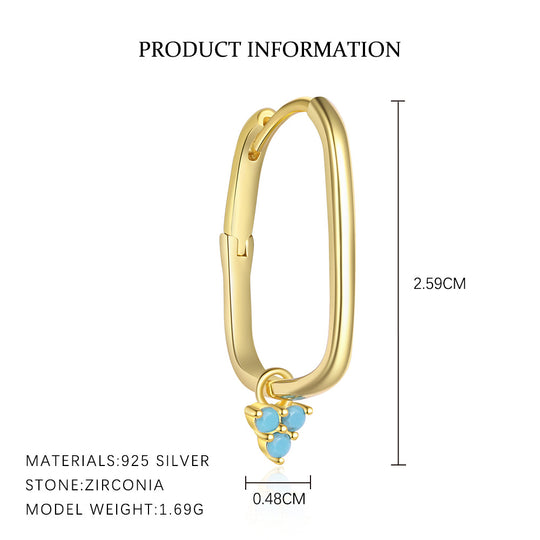 S925 Sterling Silver Turquoise Vintage Earrings for Women