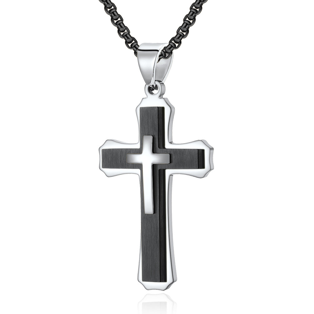 316 Stainless Steel Two-Tone Cross Necklace