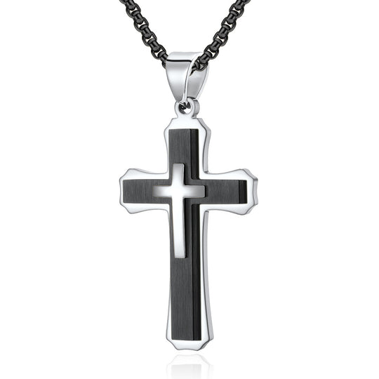 316 Stainless Steel Two-Tone Cross Necklace