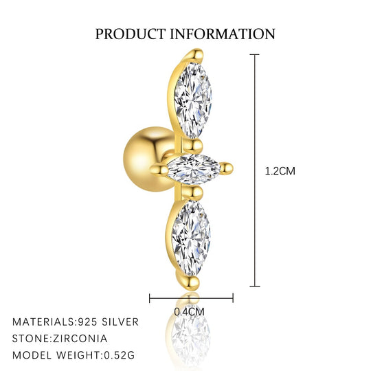S925 Sterling Silver French Zirconia Round Head Earrings for Women
