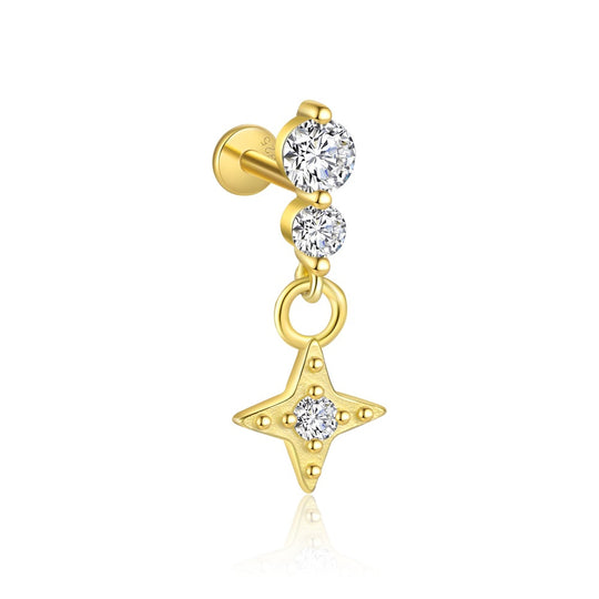 S925 Sterling Silver with Diamond Quadruple Mangosteen Earrings Female