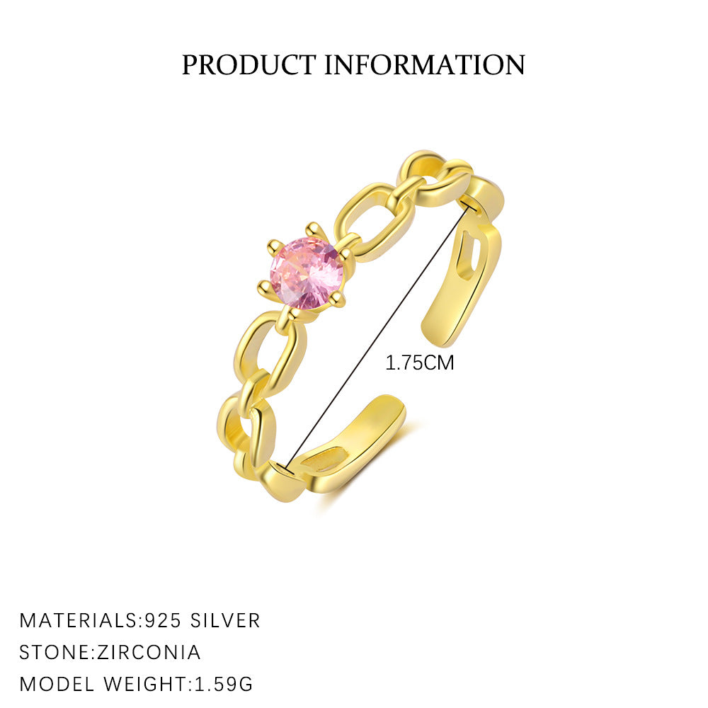 S925 Sterling Silver Colorful Diamond Flower Ring for Women
