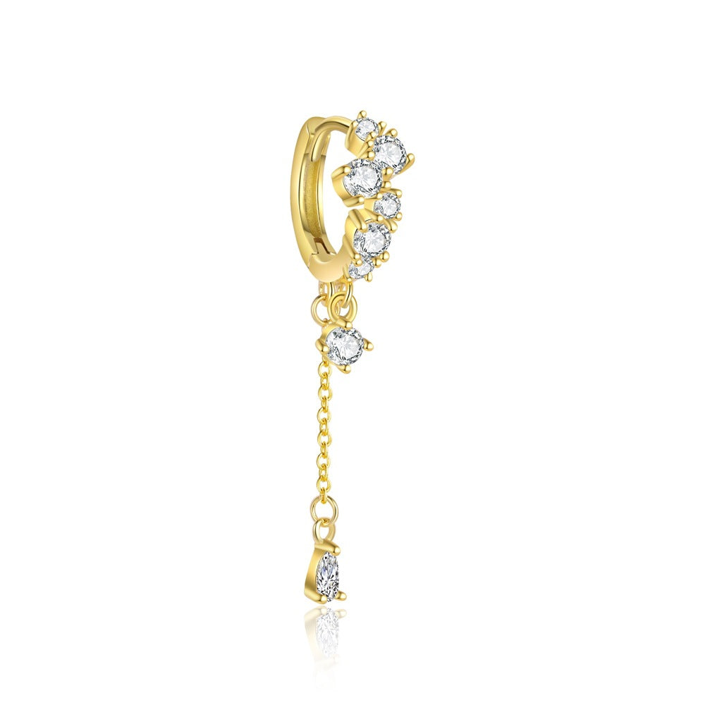 S925 Sterling Silver Chain Tassel with Zirconia Drop Earrings for Women