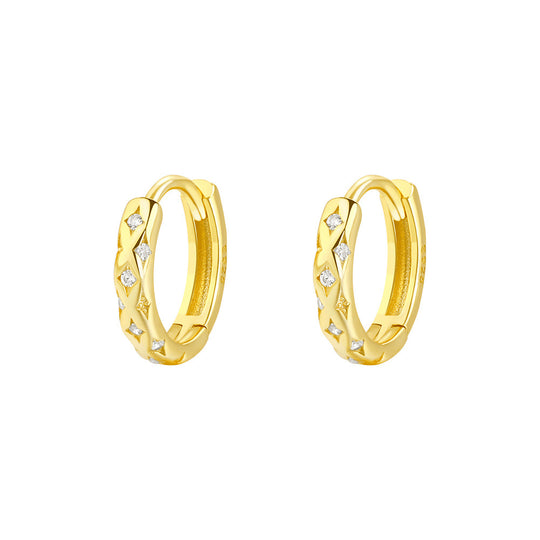 S925 Sterling Silver Star Zirconia Hoop Earrings