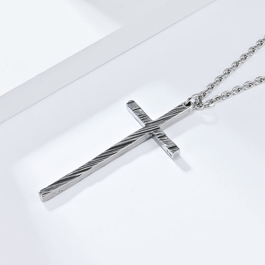 Minimalist Cool-toned Unisex Vintage Stainless Steel Cross Necklace Gothic Jewelry