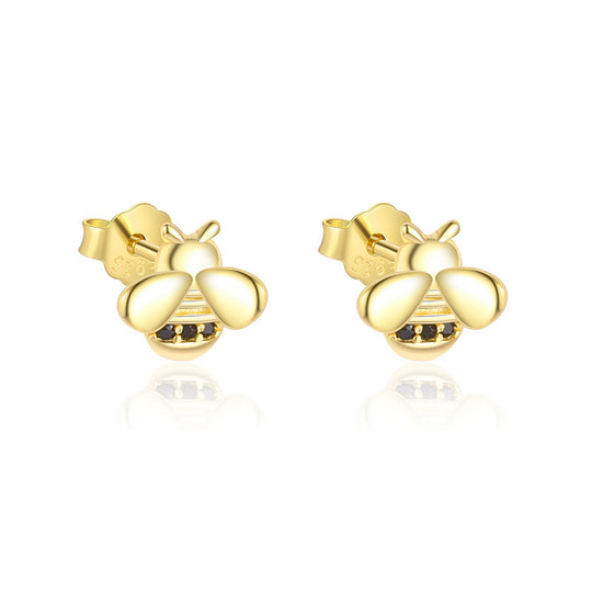 S925 Sterling Silver Animal Black Zirconia Personalized Earrings For Women