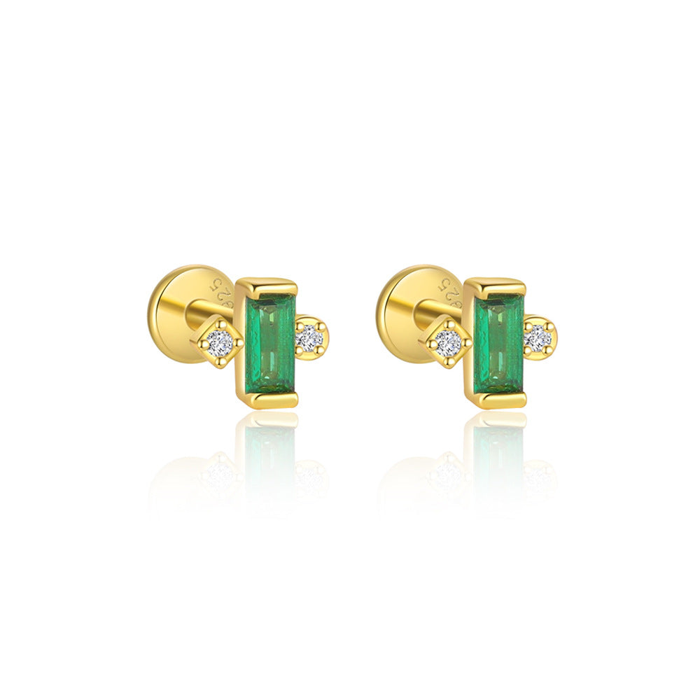 S925 Sterling Silver Green Zirconia Earrings for Women