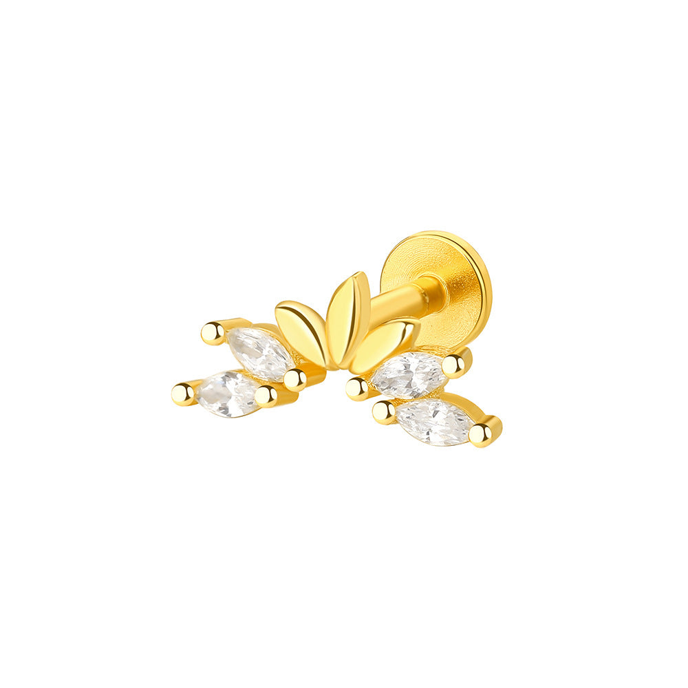 S925 Sterling Silver Geometric Zirconia Stud Earrings
