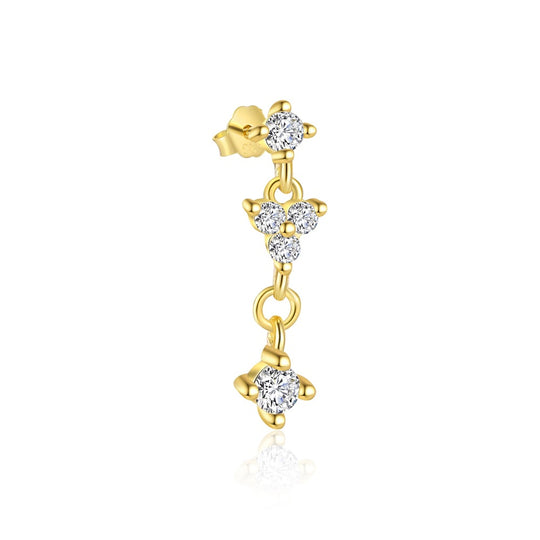 S925 Sterling Silver Chain Tassel with Zirconia Drop Earrings for Women
