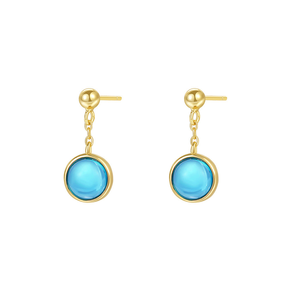 S925 Sterling Silver Colored Zirconia Round Earrings for Women
