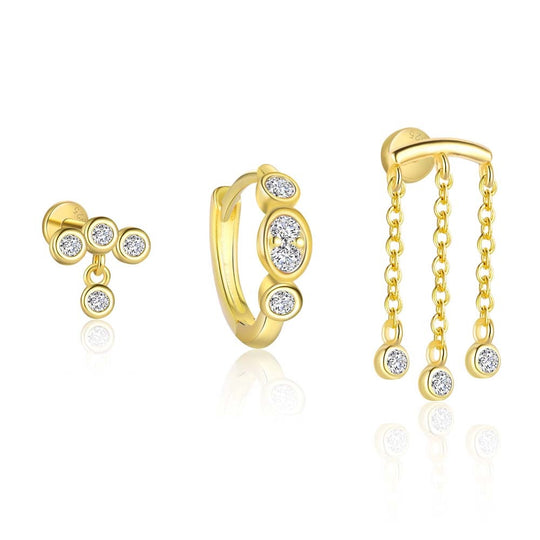S925 Sterling Silver Round Diamond Stud Earrings For Women