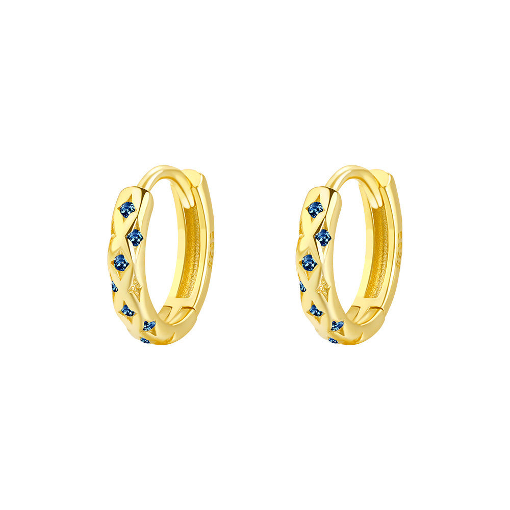 S925 Sterling Silver Star Zirconia Hoop Earrings