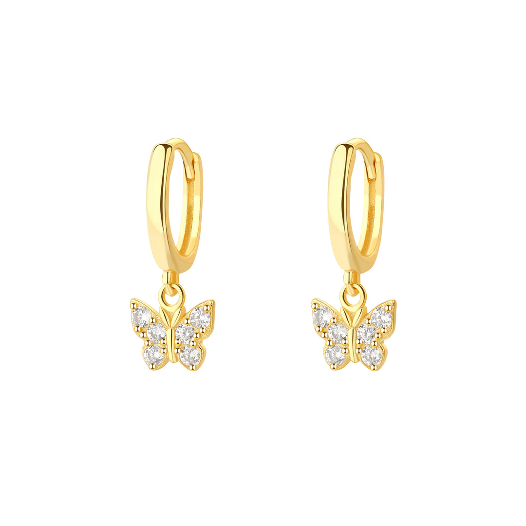 S925 Sterling Silver Butterfly Zircon Earrings