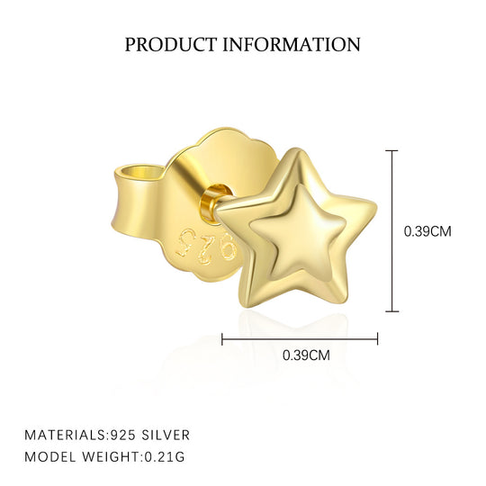 S925 Sterling Silver Star with Zirconia Earrings for Women