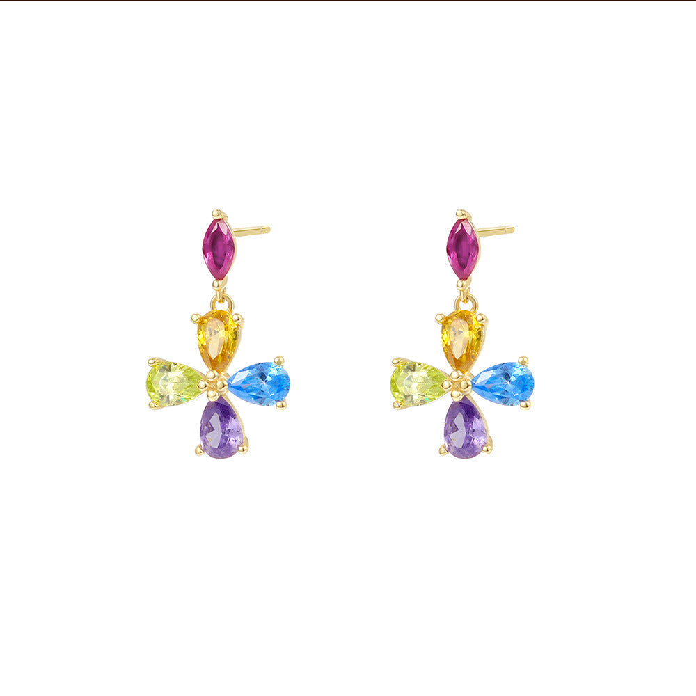 S925 Sterling Silver Color Zirconium European and American Earrings For Women