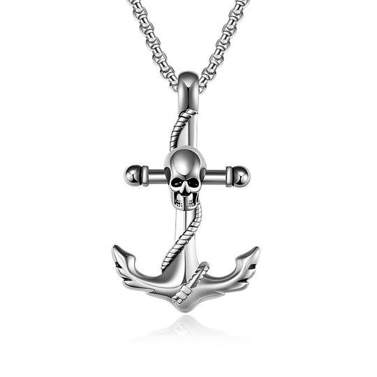 Skull and Anchor Stainless Steel Necklace Stainless Steel Gothic Jewelry
