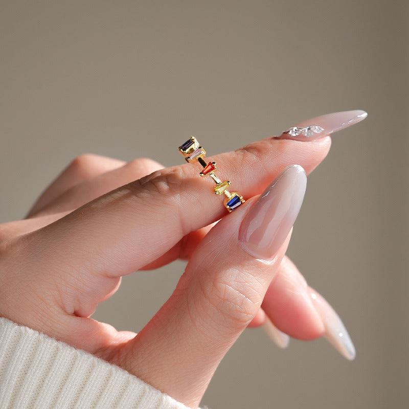 S925 Sterling Silver Color Zirconium Ring for Women