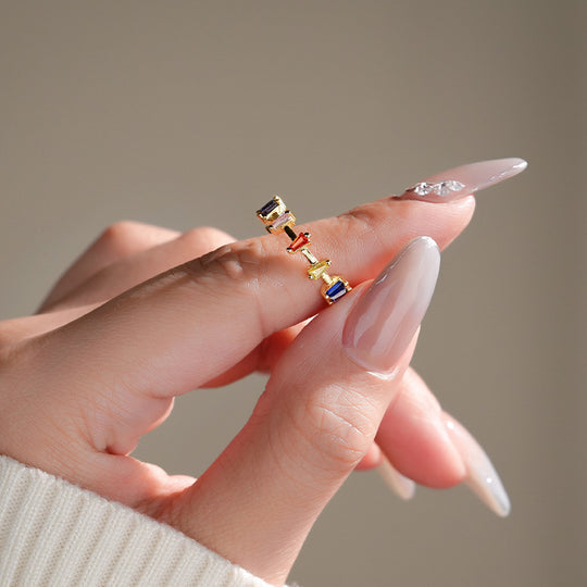 S925 Sterling Silver Color Zirconium Ring for Women