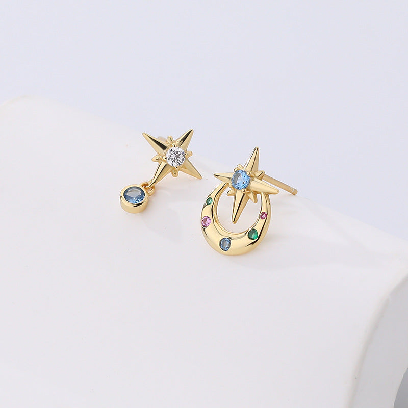925 Sterling Silver Asymmetrical Octopus Stud Earrings