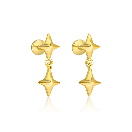 S925 Sterling Silver Tassel Zirconia Flat Earrings for Women