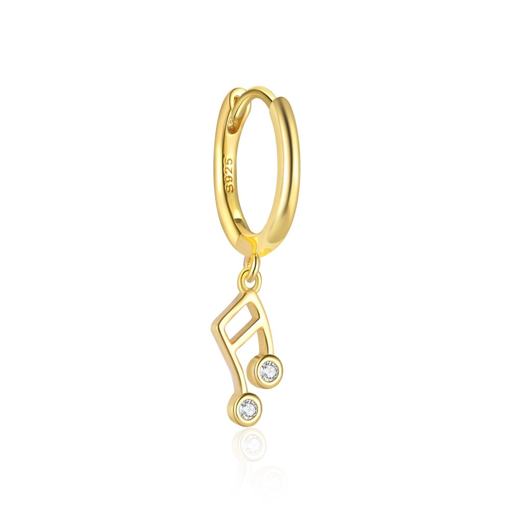 S925 Sterling Silver Musical Note Zirconia Earrings for Women