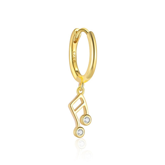 S925 Sterling Silver Musical Note Zirconia Earrings for Women