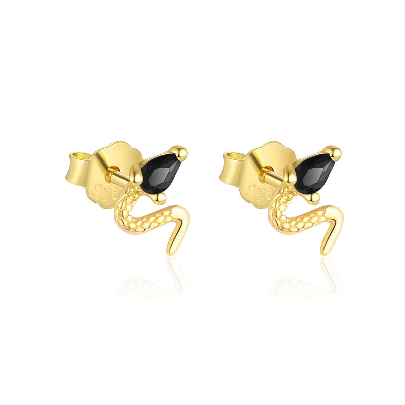 S925 Sterling Silver Animal Black Zirconia Personalized Earrings For Women