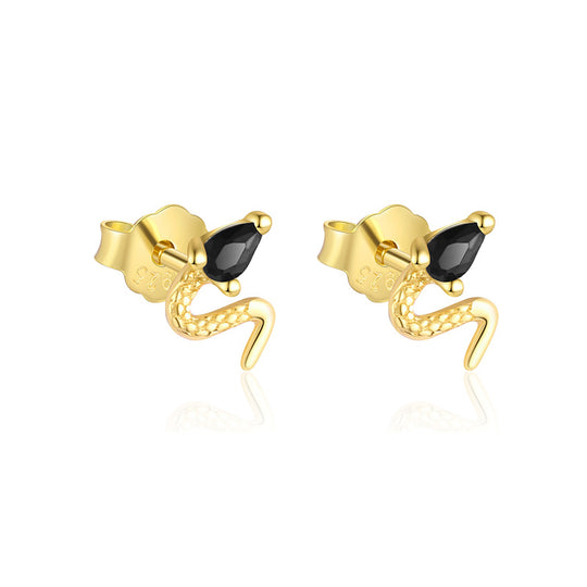 S925 Sterling Silver Animal Black Zirconia Personalized Earrings For Women