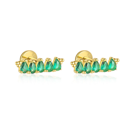 S925 Sterling Silver Green Zirconia Earrings for Women