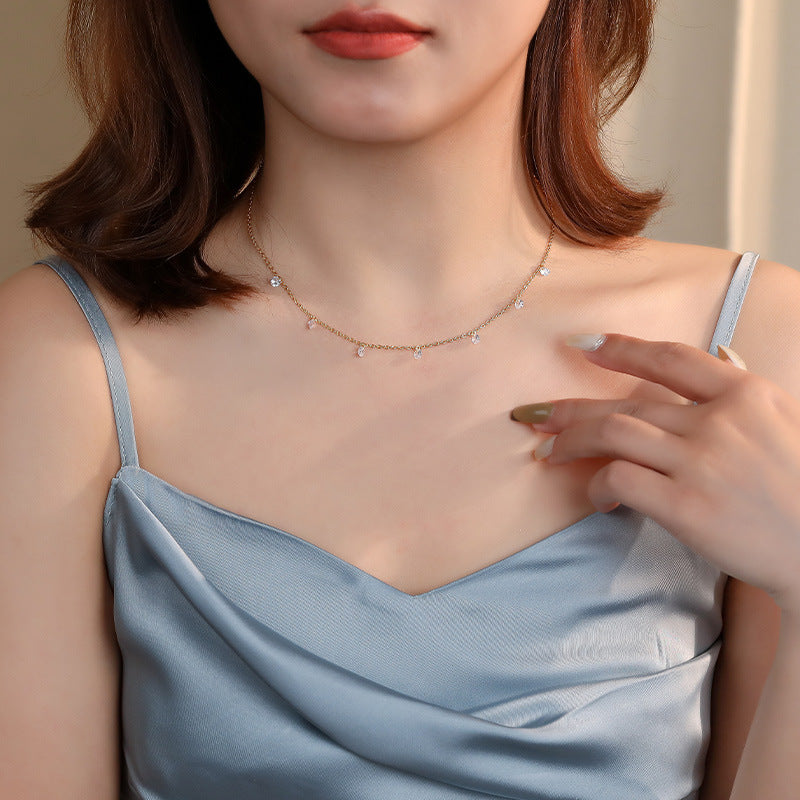 S925 Colorful Zirconia Necklace Women Sterling Silver Rainbow Necklace