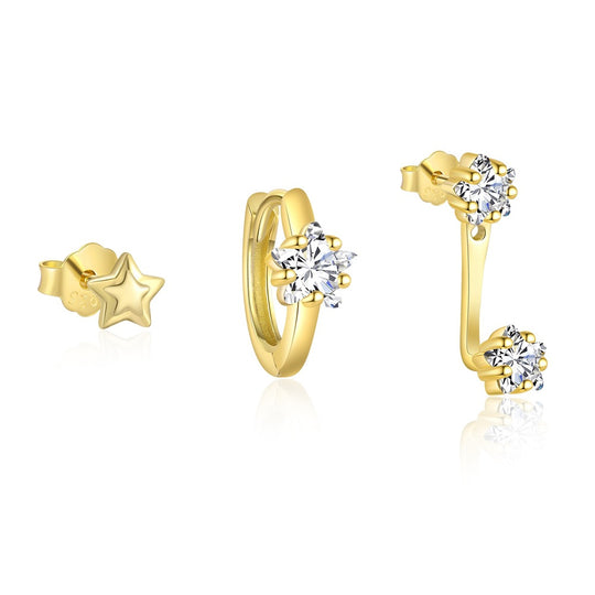 S925 Sterling Silver Star with Zirconia Earrings for Women