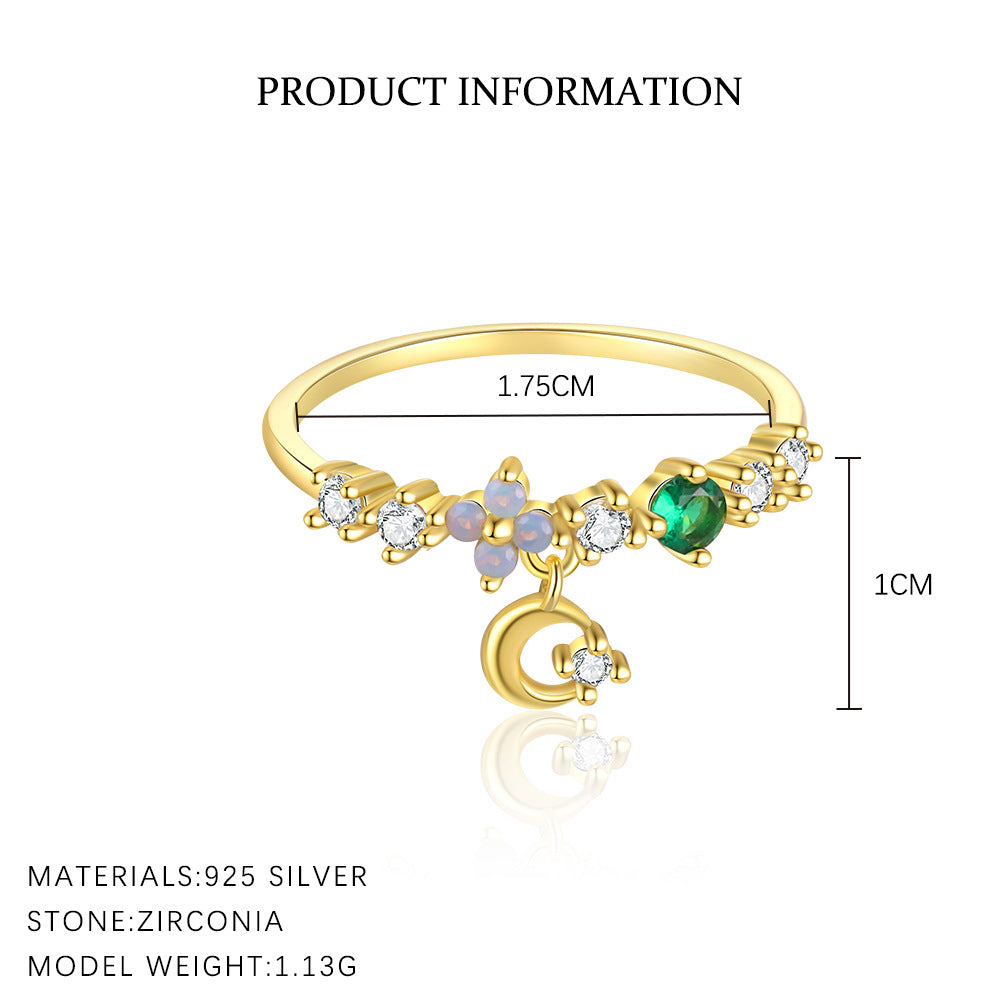 S925 Sterling Silver Colorful Diamond Flower Ring for Women