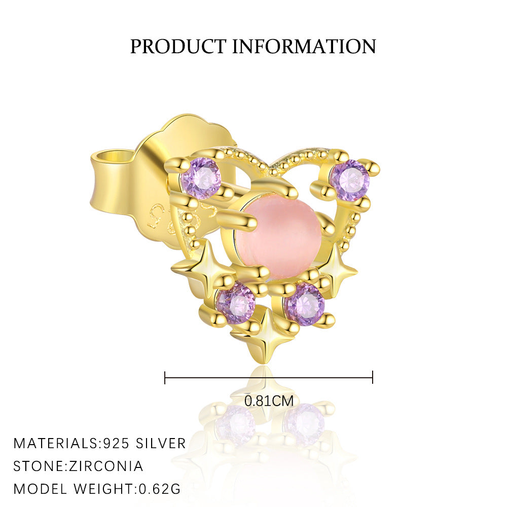S925 Sterling Silver French Colored Zirconia Earrings for Women