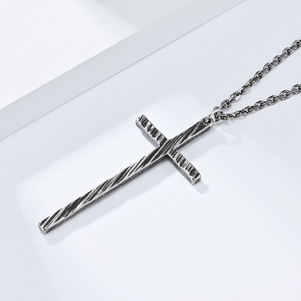 Minimalist Cool-toned Unisex Vintage Stainless Steel Cross Necklace Gothic Jewelry