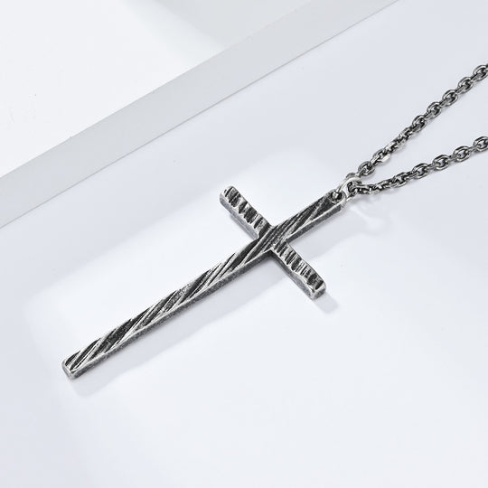 Minimalist Cool-toned Unisex Vintage Stainless Steel Cross Necklace Gothic Jewelry