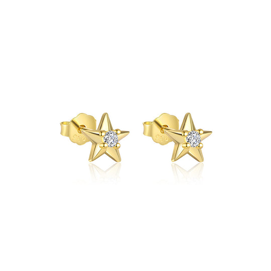 S925 Sterling Silver Star Tassel Diamond Stud Earrings Female