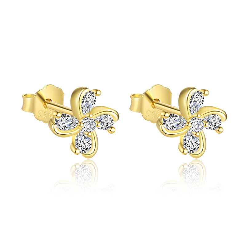 S925 Sterling Silver Four-leaf Clover Earrings for Women