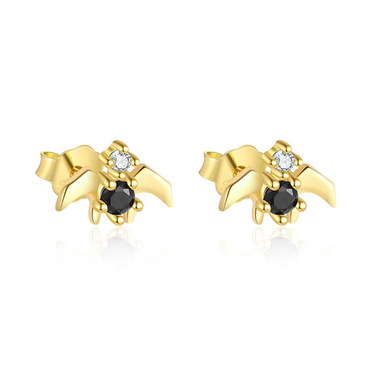S925 Sterling Silver Animal Black Zirconia Personalized Earrings For Women
