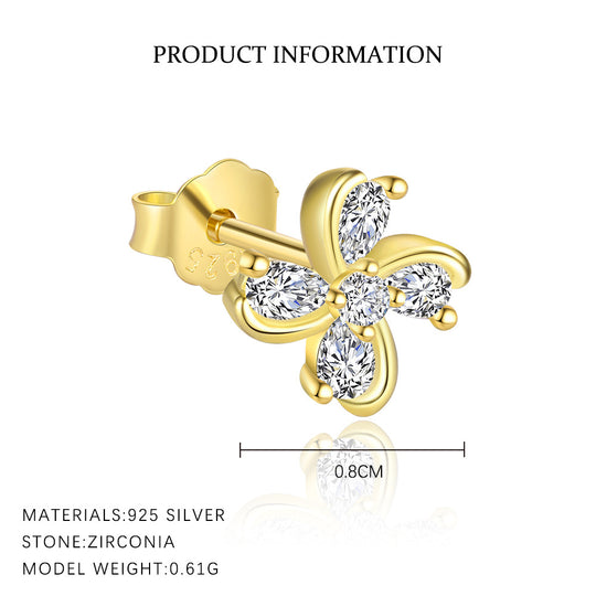 S925 Sterling Silver Four-leaf Clover Earrings for Women